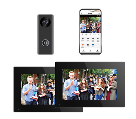 All Black WIFI Video Doorbell With 166° Wide Visual Angle SD Card Recording and Motion Detection