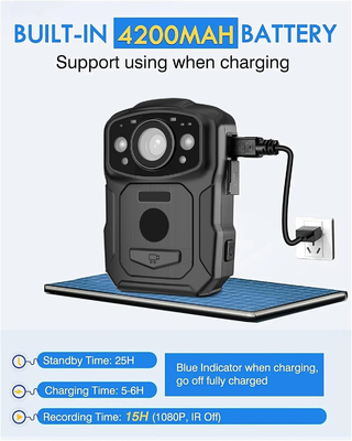 4K Resolution IP68 Wifi Body-Worn Cameras H.264/H.265 Video Encoding with NFC and Android 10 System