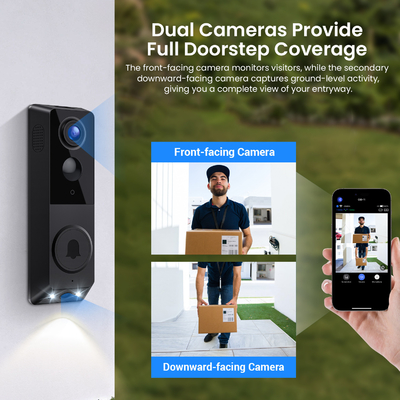 Support IR Night Vision Dual Camera Doorbell with Two-Way Audio Communication and AI Human Recognition Photosensitive