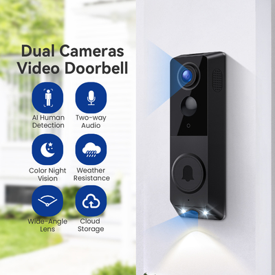 Night Vision Dual camera Doorbell two-way audio communication advanced AI human recognition