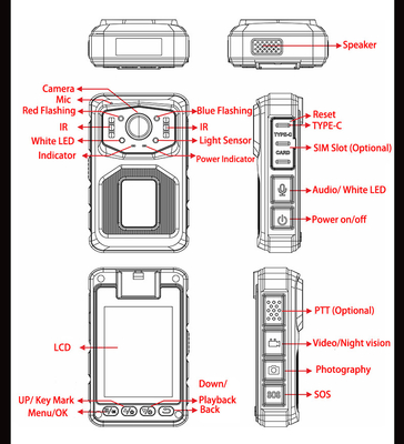 5.8GHZ Wifi Police Body Cameras Max 256G Storage and Linux4.9 Chipset for Performance