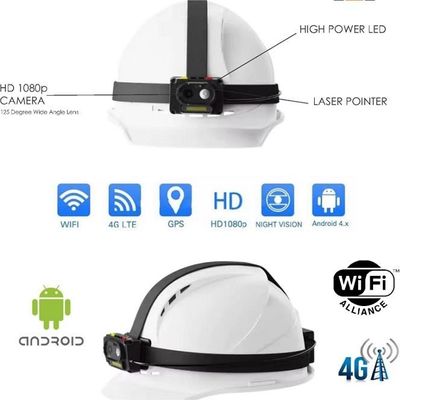 4000mAh Two Way Talk Hardhat with Cap Lamp Spotlight and GPS