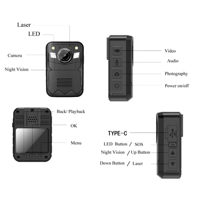 2 Inch GPS Personal Mini body worn camera with Dual Camera lens recording