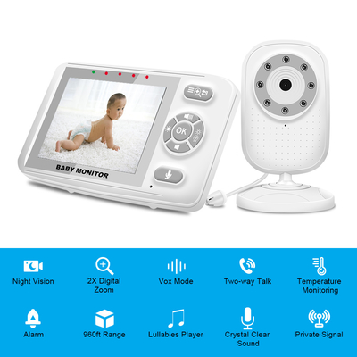 3.5 Inch 2.4G Wireless Baby Monitor 15FPS Video Transmission Rate
