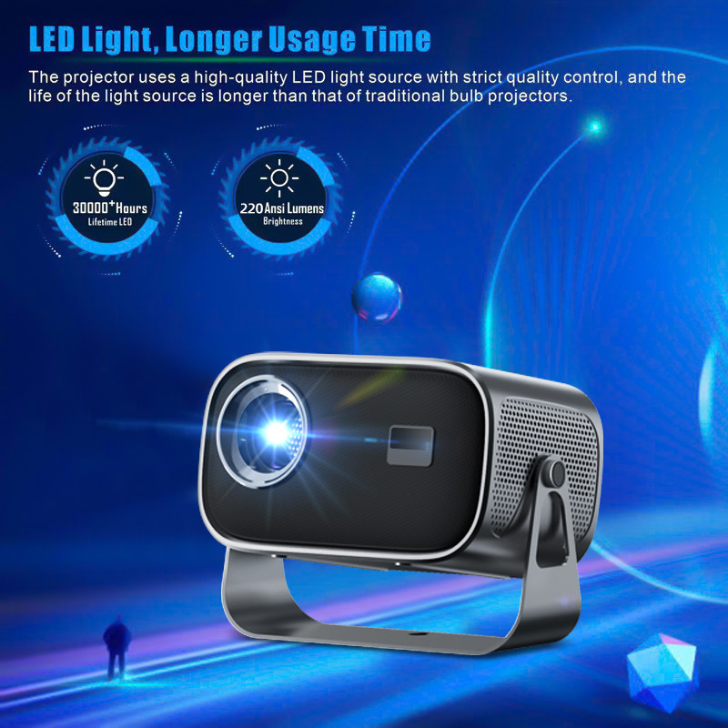 BT 5.0 Bluetooth Mini Portable Projector With Multi Angle Adjustment Keystone Correction And LED Light Source Display Chip