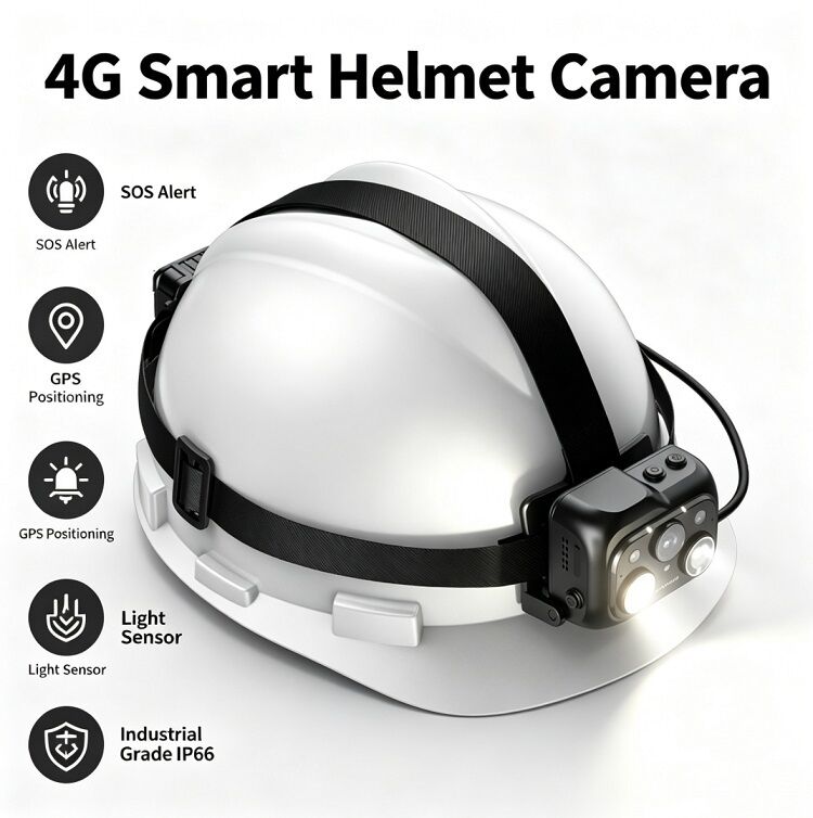 Safety Helmet Camera Featuring 2 Inch IPS Touchscreen Display and Starlight Night Vision Main Camera for Superior Video