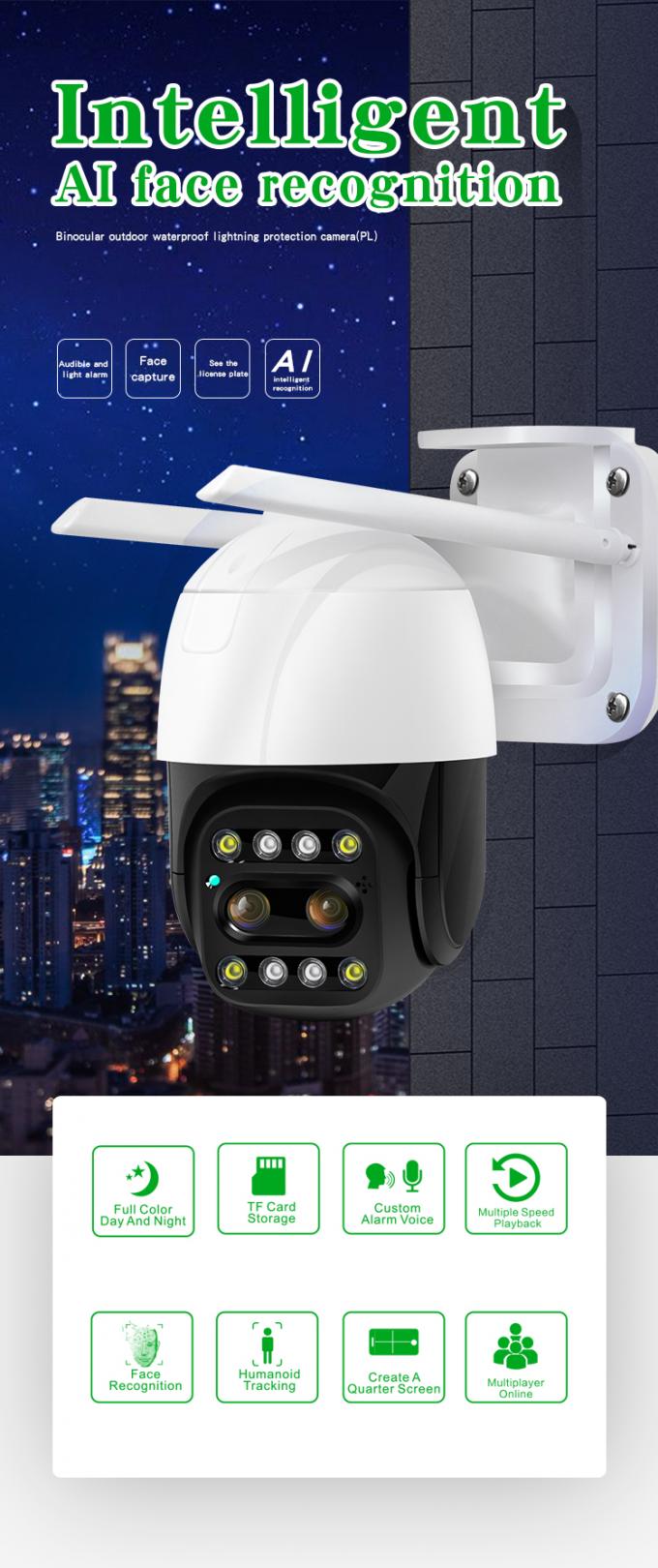 Wired WIFI Dual Lens Security Camera 1080P 2.0MP HD AI Recognition ...