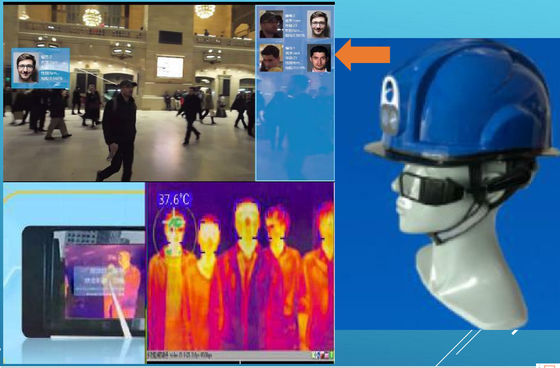 Thermal Temperature Helmet Built in Camera Support 4G GSM GPS Tracking